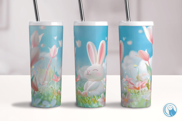 20oz Tumbler Wrap 3D Spring Meadow Bunny