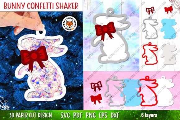 3D Christmas Bunny Confetti Shaker SVG