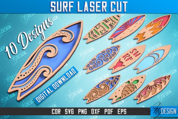 3D Surf Laser Cut Design Bundle CNC