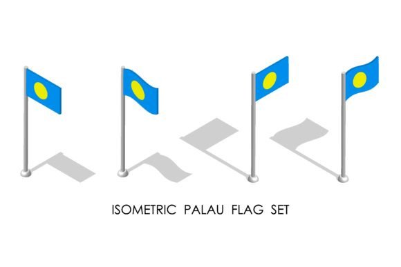 Isometric Palau Flag in Static Position