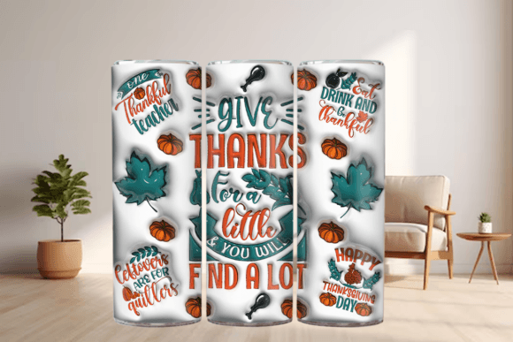 Thanksgiving 3D Inflated Tumbler Wraps